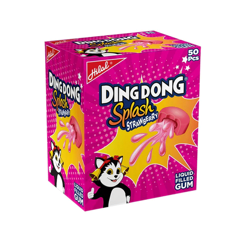 HILAL DING DONG SPLASH STRAWBERRY BUBBLE GUM 50`S